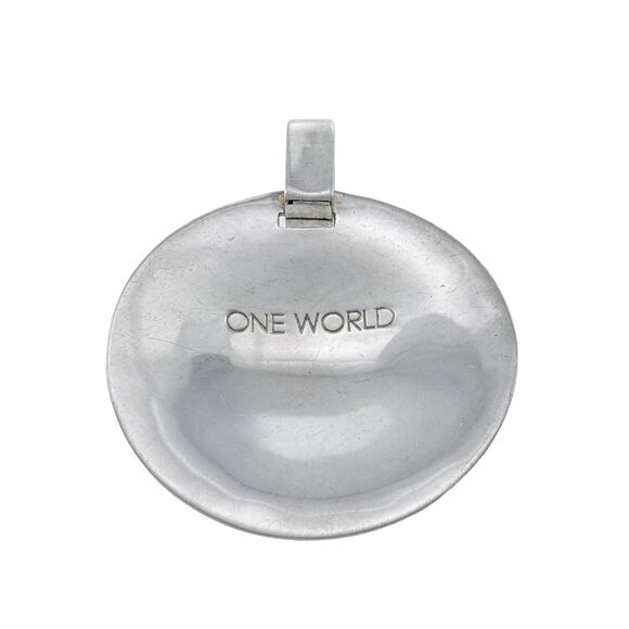 Vintage RLM Studios Sterling Silver 925 "One World" Round Pendant - Picture 2 of 7